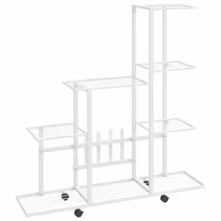 vidaXL Portapiante con Ruote 94,5x25x92,5 cm Bianco in Metallo - Vista aggiuntiva 2