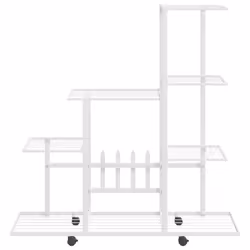 vidaXL Portapiante con Ruote 94,5x25x92,5 cm Bianco in Metallo - Vista aggiuntiva 3