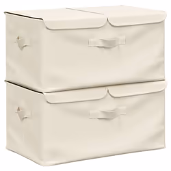 vidaXL Scatole Portaoggetti 2pz in Tessuto 50x30x25 cm Crema - Vista aggiuntiva 2