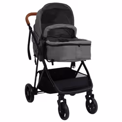Passeggino 2 in 1 Grigio Chiaro e Nero in Acciaiocod mxl 84963 - Vista aggiuntiva 3