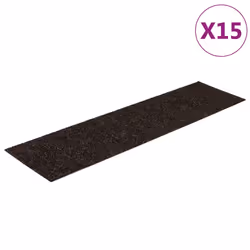 vidaXL Tappetini per scale autoadesivi 15 pz 76x20 cm marrone scuro rettangolari - Vista aggiuntiva 2