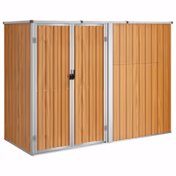 vidaXL Capanno per Attrezzi Marrone 225x89x161 cm in Acciaio Zincato - Vista aggiuntiva 2