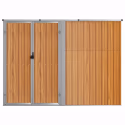 vidaXL Capanno per Attrezzi Marrone 225x89x161 cm in Acciaio Zincato - Vista aggiuntiva 3