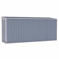vidaXL Capanno Giardino a Parete Grigio 118x382x178 cm Acciaio Zincato - Vista aggiuntiva 2