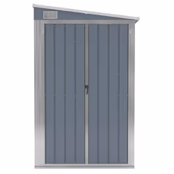 vidaXL Capanno Giardino a Parete Grigio 118x382x178 cm Acciaio Zincato - Vista aggiuntiva 3