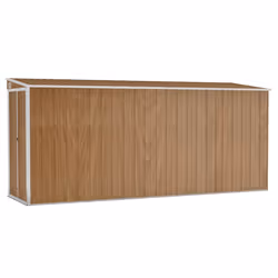 vidaXL Casetta da giardino a muro marrone 118x382x178 cm in acciaio zincato - Vista aggiuntiva 2
