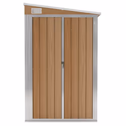 vidaXL Casetta da giardino a muro marrone 118x382x178 cm in acciaio zincato - Vista aggiuntiva 3
