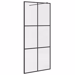 vidaXL Parete per Doccia Walk-in Vetro Trasparente ESG 90x195 cm Nera - Vista aggiuntiva 2