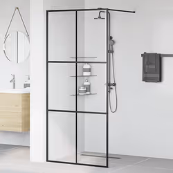 vidaXL Parete per Doccia Walk-in Vetro Trasparente ESG 90x195 cm Nera - Vista aggiuntiva 3