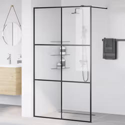 vidaXL Parete per Doccia Walk-in Vetro Trasparente ESG 115x195cm Nera - Vista aggiuntiva 3
