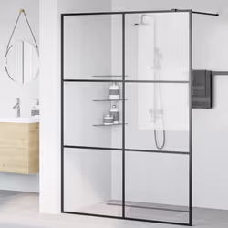 vidaXL Parete per Doccia Walk-in Vetro Trasparente ESG 140x195cm Nera - Vista aggiuntiva 3