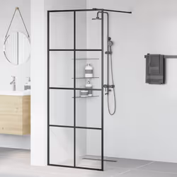 vidaXL Parete per Doccia Walk-in Vetro Trasparente ESG 80x195 cm Nera - Vista aggiuntiva 3