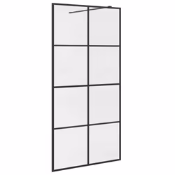 vidaXL Parete per Doccia Walk-in Vetro Trasparente ESG 100x195cm Nera - Vista aggiuntiva 2
