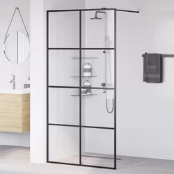 vidaXL Parete per Doccia Walk-in Vetro Trasparente ESG 100x195cm Nera - Vista aggiuntiva 3