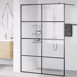 vidaXL Parete Doccia Walk-in in Vetro Trasparente ESG 140x195cm Nera - Vista aggiuntiva 3