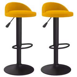 Sgabelli da Bar 2 pz Gialli in Vellutocod mxl 94473 - Vista aggiuntiva 2