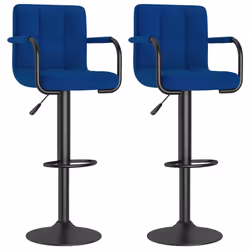 vidaXL Sgabelli da Bar 2 pz Blu in Tessuto - Vista aggiuntiva 2