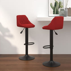 Sgabelli da Bar 2 pz Rosso Vino in Velluto vidaXL 64623
