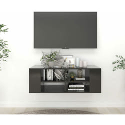 Mobile TV a Parete, Armadietto a Parete per TV da Parete Nero Lucido 102x35x35 cm in Truciolato vidaXL