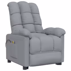 vidaXL Poltrona Massaggiante Elettrica Grigio Chiaro in Tessuto - Vista aggiuntiva 3