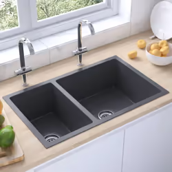 Questo lavello da cucina è un'aggiunta senza tempo all'arredamento della vostra cucina. Presenta vasche extra profonde e un d ...