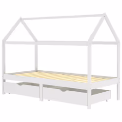 vidaXL Giroletto Bambini con Cassetti Bianco Pino Massello 90x200 cm - Vista aggiuntiva 2