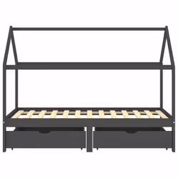 vidaXL Giroletto Bambini Cassetti Grigio Scuro Pino Massello 90x200 cm - Vista aggiuntiva 2