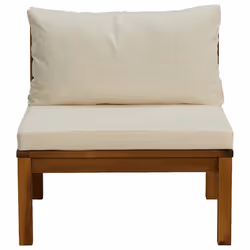vidaXL Divano Centrale Modulare Cuscini Bianco Crema in Legno d'Acacia - Vista aggiuntiva 3