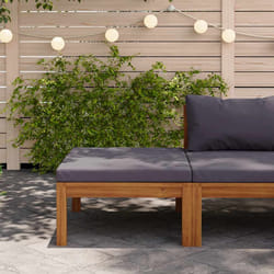 vidaXL Poggiapiedi con Cuscino Grigio Scuro in Massello d'Acacia