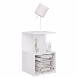 vidaXL Comodino Bianco Lucido 35x35x55 cm in Legno Multistrato - Vista aggiuntiva 3