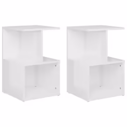 vidaXL Comodini 2pz Bianco Lucido 35x35x55 cm in Legno Multistrato - Vista aggiuntiva 2