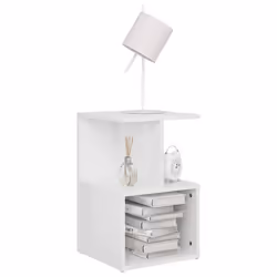 vidaXL Comodini 2pz Bianco Lucido 35x35x55 cm in Legno Multistrato - Vista aggiuntiva 3