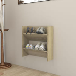 Scarpiera a Muro Rovere Sonoma 60x18x60 cm in Legno Multistrato - Vidaxl