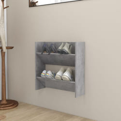 Scarpiera a Muro Grigio Cemento 60x18x60cm in Legno Multistrato - Vidaxl