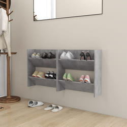 vidaXL Scarpiere Muro 2pz Grigio Cemento 60x18x60cm Legno Multistrato
