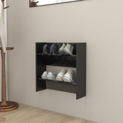 Scarpiera a Muro Salvaspazio, Portascarpe Nero Lucido 60x18x60 cm in Truciolato Vidaxl