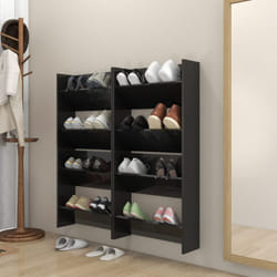 vidaXL Scarpiere a Muro 4pz Nero Lucido 60x18x60cm Legno Multistrato