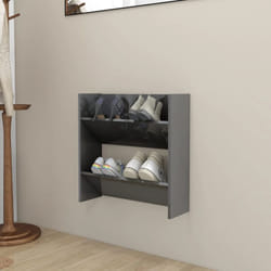 Vidaxl - Scarpiera a Muro Grigio Lucido 60x18x60 cm in Legno Multistrato