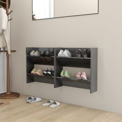 Vidaxl - Scarpiere a Muro 2pz Grigio Lucido 60x18x60cm Legno Multistrato