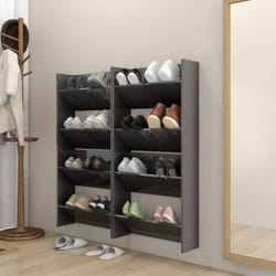 Scarpiere a Muro 4pz Grigio Lucido 60x18x60cm Legno Multistrato - Vidaxl