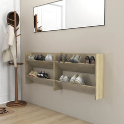 Scarpiere a Muro 2pz Rovere Sonoma 80x18x60cm Legno Multistrato - Vidaxl