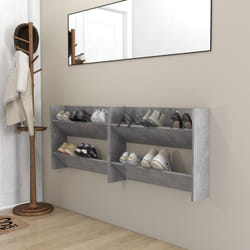 Scarpiere Muro 2pz Grigio Cemento 80x18x60cm Legno Multistrato - Vidaxl