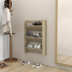 Scarpiera a Muro Rovere Sonoma 60x18x90 cm in Legno Multistrato - Vidaxl