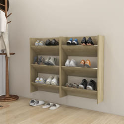 Scarpiere a Muro 2pz Rovere Sonoma 60x18x90cm Legno Multistrato Vidaxl Marrone