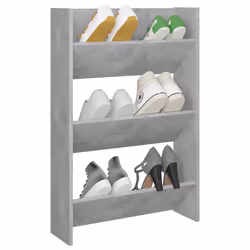 vidaXL Scarpiera a Muro Grigio Cemento 60x18x90cm in Legno Multistrato - Vista aggiuntiva 3