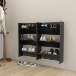 Vidaxl - Scarpiere a Muro 2pz Nero Lucido 60x18x90cm Legno Multistrato