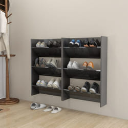 Vidaxl - Scarpiere a Muro 2pz Grigio Lucido 60x18x90cm Legno Multistrato