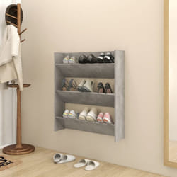 Scarpiera a Muro Grigio Cemento 80x18x90cm in Legno Multistrato - Vidaxl
