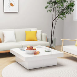vidaXL Tavolino da Salotto Bianco Lucido 90x90x28 cm Legno Multistrato