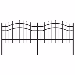 vidaXL Recinzione da giardino con punta a lancia nera 239x75 cm in acciaio verniciato a polvere - Vista aggiuntiva 2